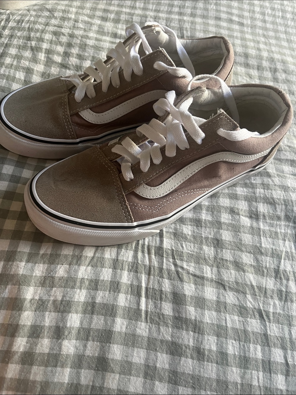 Vans Old Skool Sneakers in Taupe and White